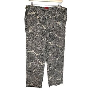 Isda and co L 100% linen pants dahlia floral print lagenlook cropped pockets